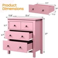 thumbnail image 3 of May in Color Pink 3 Drawer Nightstand for Bedroom, Large Wood End Table with Storage, Home Office, 3 of 7