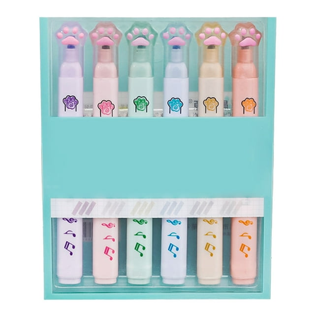 4ml Chisel Tip Highlighter Marker Pens Candy Color Assorted For School Stationery Art 6PCS