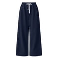 thumbnail image 5 of DJDLJWCJ Teen Girls Fleece Lined Sweatpants 5-15 Thickened Winter Warm Wide Leg Athletic Pants Elastic Waist Side Pocket Casual Pants Navy Size 9, 5 of 9