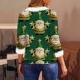 thumbnail image 4 of LEBONYARD Women's Trendy Round Neck Chic Plush Collar Cuff Christmas Printed Long Sleeve Loose Fitting Casual Warm Regular Pullover Sweatshirts, 4 of 5