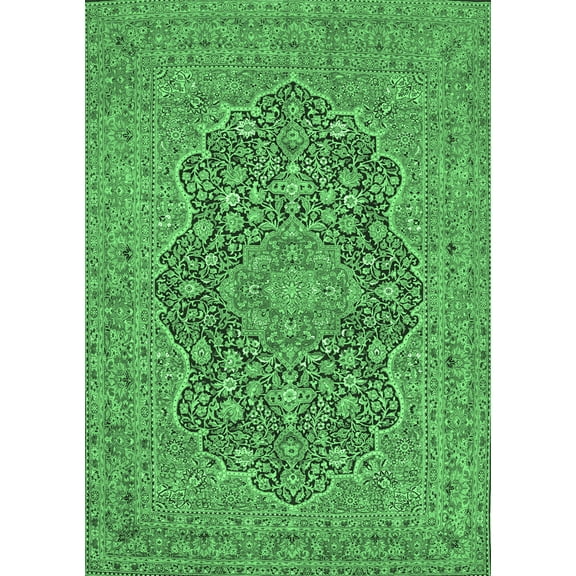 Ahgly Company Indoor Rectangle Persian Emerald Green Traditional Area Rugs, 5' x 7'