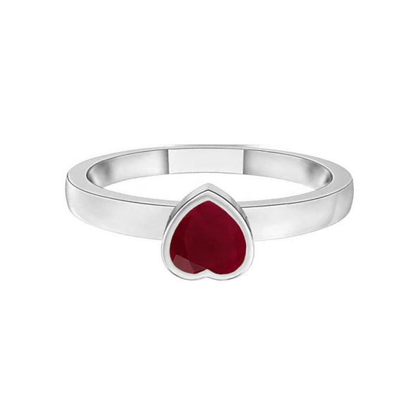 Heart Cut 1.4 Ctw Ruby Gemstone Bezel Set 925 Sterling Silver Women Engagement Ring