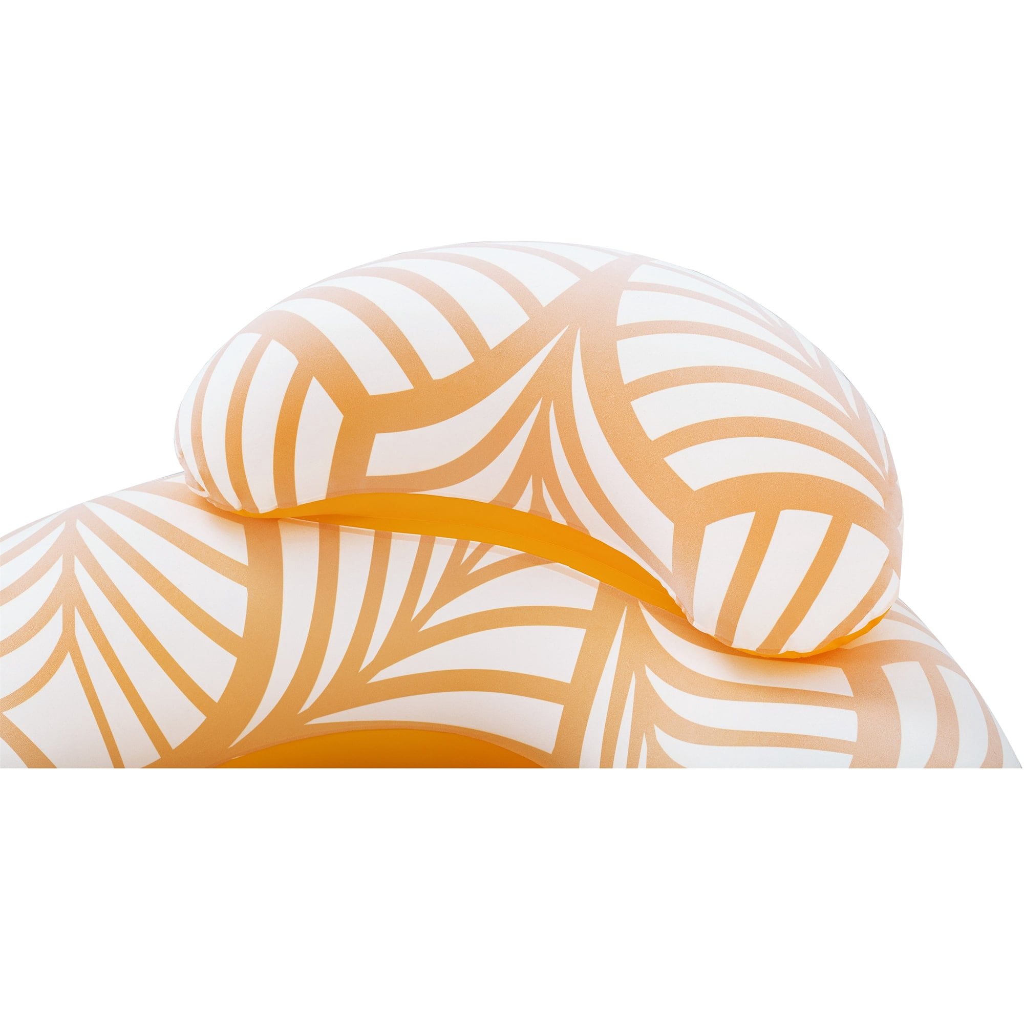 H2OGO! Comfort Plush Deluxe Swim Tube 46.5" x 46"  - Bestway,  Yellow & White, Inflatable Water Float, Built-In Cupholder,, Comfortable Pillow, 2 Way Valve Easy Inflate & Deflate