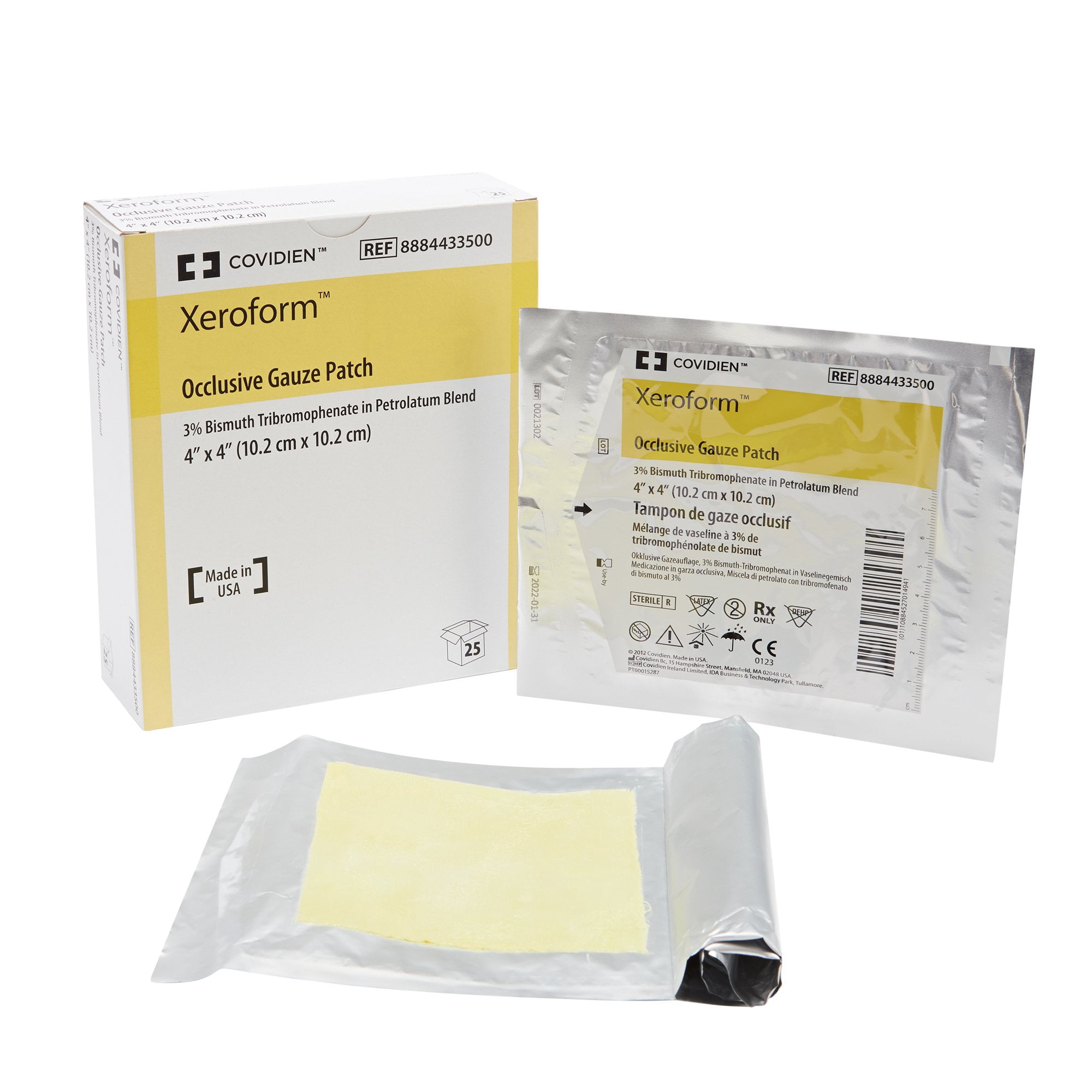 Xeroform Sterile Non-Adherent Petrolatum Dressing 4'' x 4'', 4 Pack