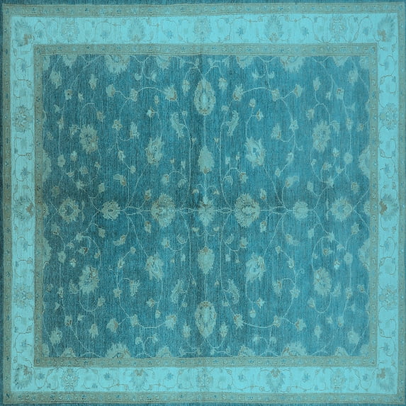 Ahgly Company Indoor Square Oriental Light Blue Traditional Area Rugs, 5' Square
