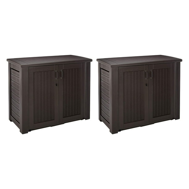 Rubbermaid Weather Resistant Resin Outdoor Patio Storage Cabinet Oak 2 Pack Com Rubbermaid Weather Resistant Resin, Outdoor Patio Cabinets Storage