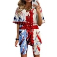 thumbnail image 1 of Ensembles d'Été 2 Pcs pour Femmes Mode Blouse à Col en V Manches Courtes Hauts Shorts Ensemble Décontracté Ensembles de Détente d'Été pour Femmes en Liquidation, 1 of 4