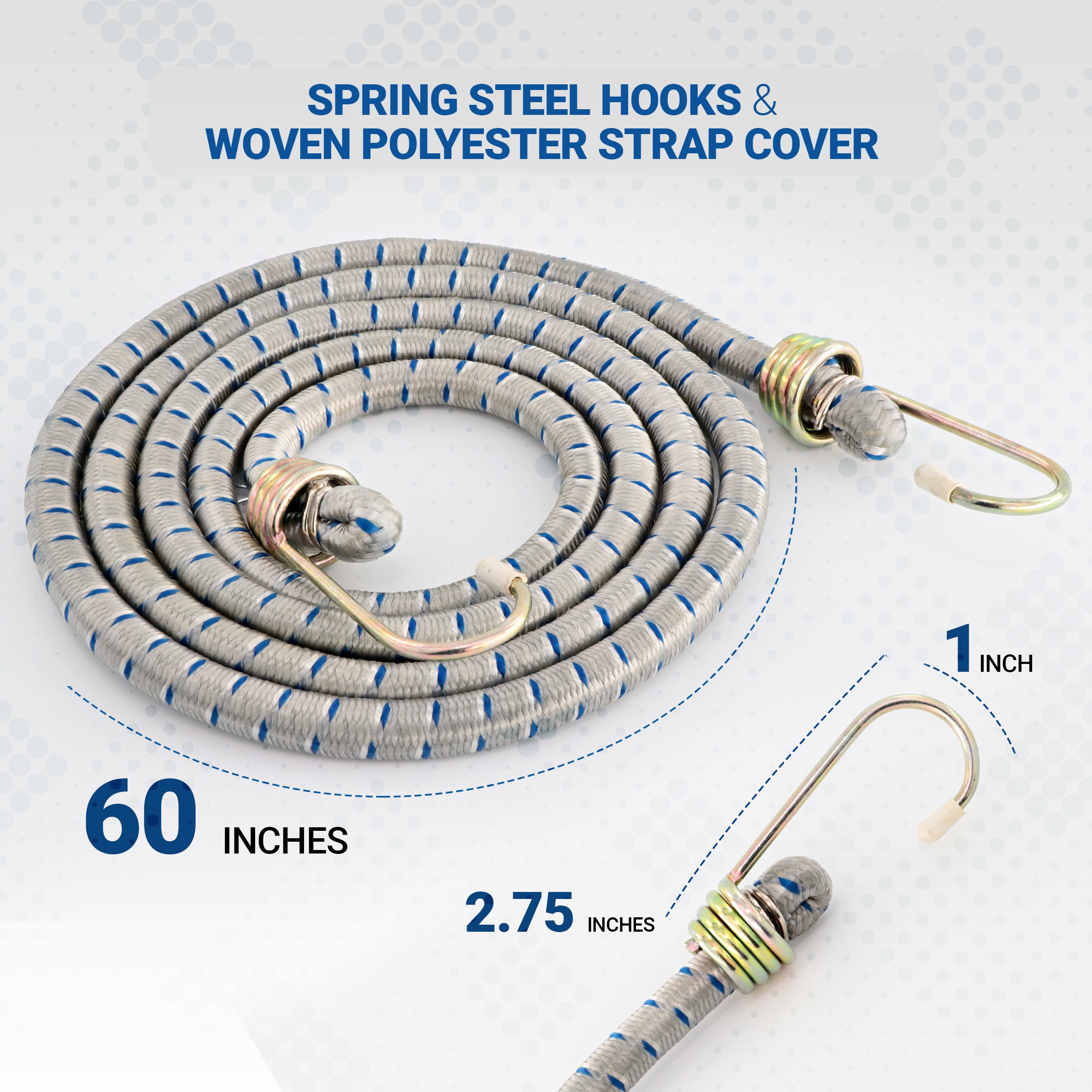 RAM-PRO, 60 in Polyester Steel Hook Bungee Cord - Walmart Business