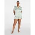thumbnail image 2 of Joyspun Women’s Stretch Satin Short Sleeve Top and Shorts Pajama Set, Sizes XS-3X, 2 of 6