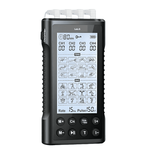 4 Canales Electroestimulador Muscular Tens Ems Recargable Lab.G, Negro