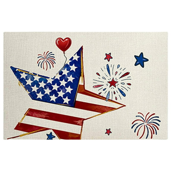 Lilixerw 4th of July Placemats Independence Day Patriotic American Flag Star Non Slip Heat-Resistant Washable Table Place Mat Tablemat for Kitchen Dining Table Home Decoration