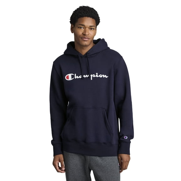 Champion Men's Powerblend Pullover Fleece Hoodie, Standard Unisex Fit, Midweight Fleece, Script Logo,Sizes S-4X