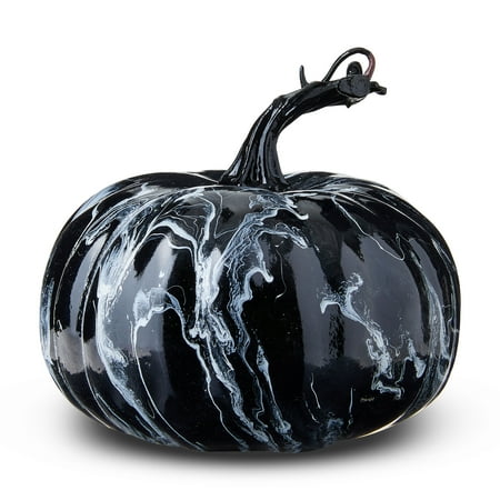 Marbled Foam Pumpkin Tabletop Decor, Black & White, 5.5", Fall by Way To Celebrate