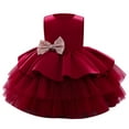 thumbnail image 3 of Fesfesfes Kids Girls Ruffled Princess Dress Infant Toddler Girls Bridesmaid Gown Tulle Birthday Party Dress Spring, 3 of 9