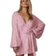 thumbnail image 2 of Mini vestido de fiesta de manga larga con cuello en V y lentejuelas brillantes Clubwear Y2K Vestidos con cinturón Vestido de corte bajo Vestidos de cóctel para mujer para invitados de boda Manga larga, 2 of 5