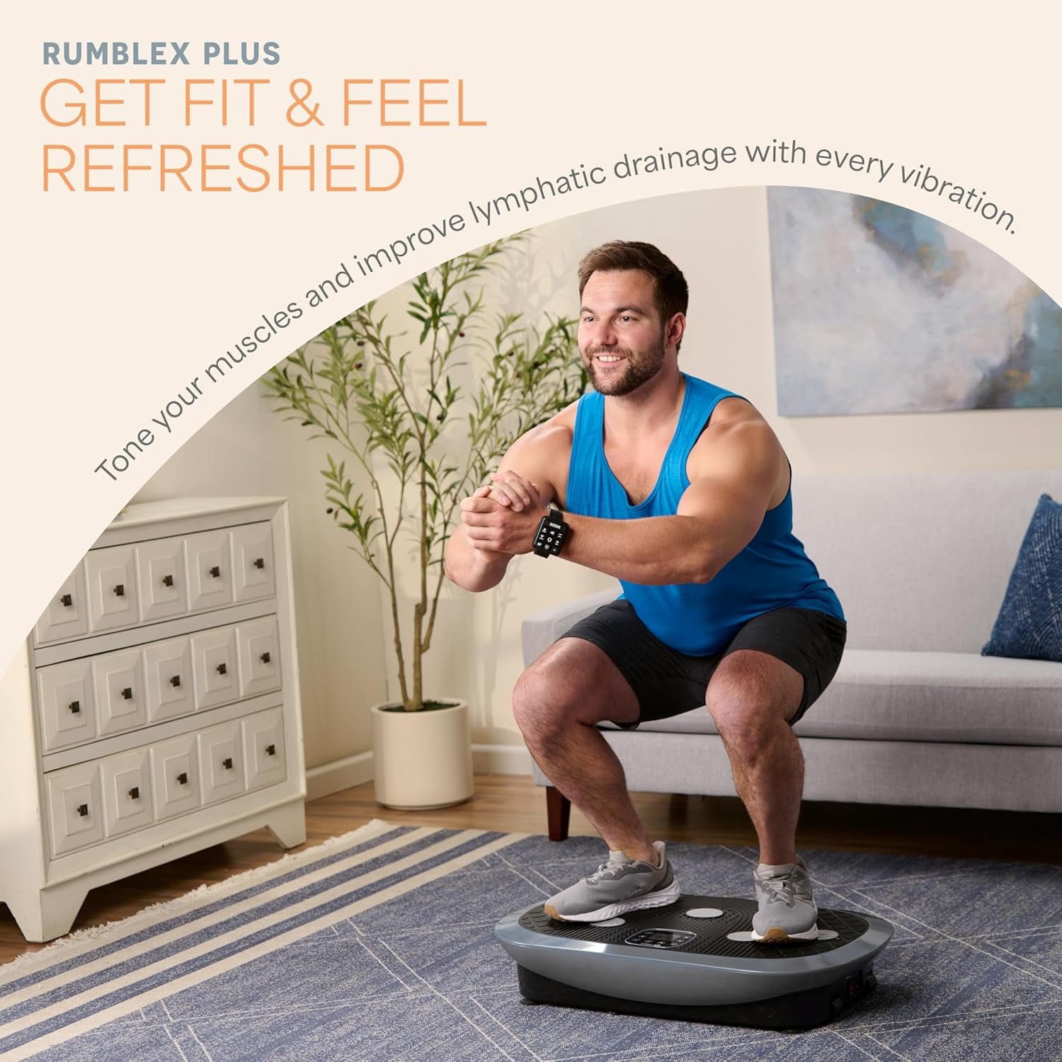 Lifepro Rumblex Plus 4D Vibration Plate Exercise Machine – Triple Motor Full Body Vibrating Plate for Weight Loss, Recovery, Circulation & Lymphatic Drainage - Gray