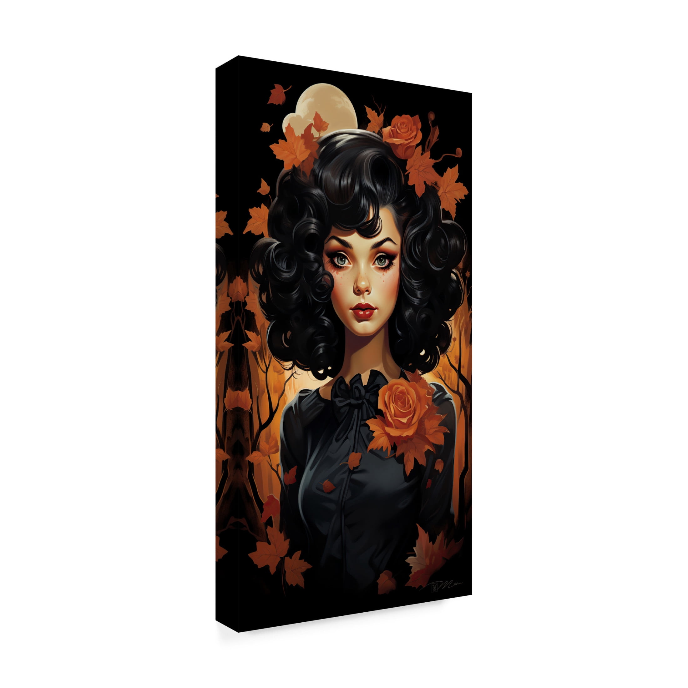 Canvas Wall Art - Momart 'Hallowen Girl (4)' Wall Art for Living Room, Bedroom, or Office Décor by Trademark Fine Art - 12 x 24 Inches