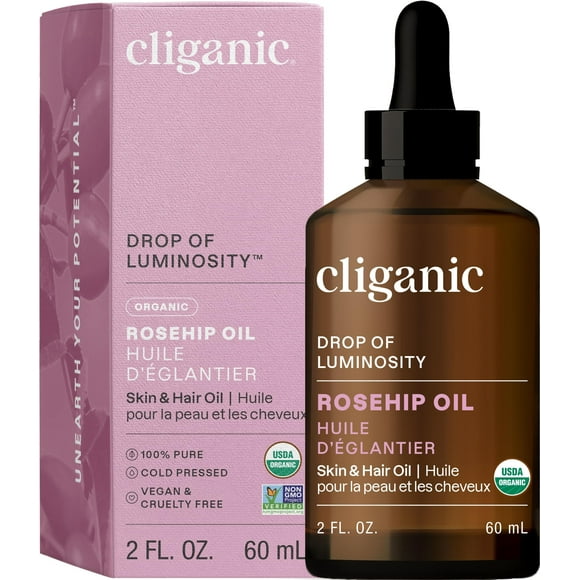 Aceite de semilla de rosa mosqueta Cliganic 100% puro orgánico para rostro, 30 ml