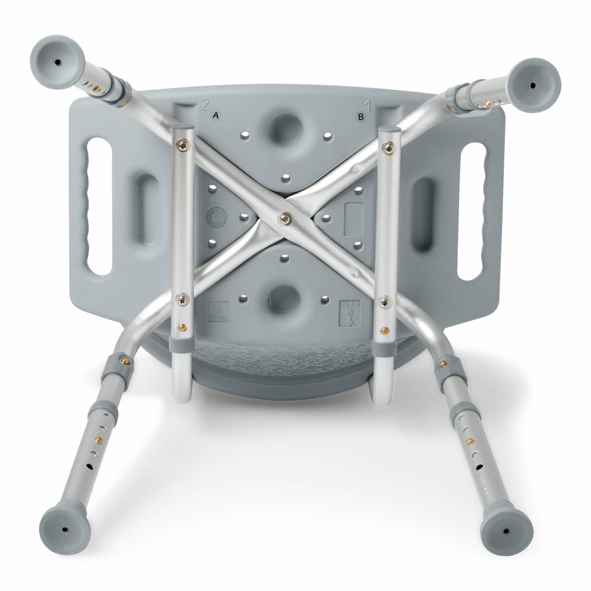 Medline Height Adjustable Bath  Shower Chair with Backrest, Grey, 400 lb Limit