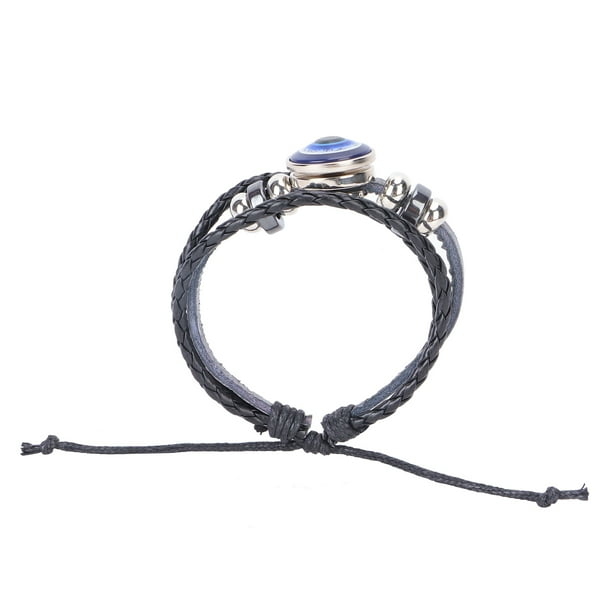 Joyería Pulseras De Ojo Malvado Azul Estilo Turco Longitud Ajustable Joyería De Cuero Tejida A Mano Para Hombres