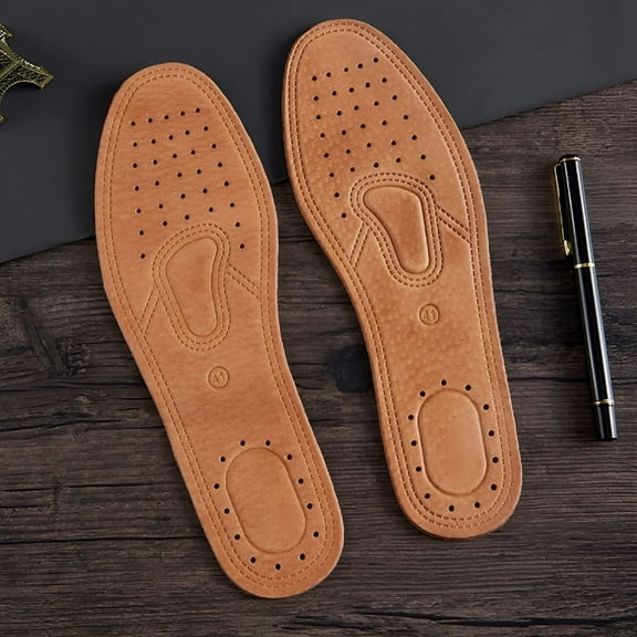 TELOLY Genuine Leather Insole For Shoes Men Women Comfortable Deodorant Casual leather Orthopedic Feet Quality Cowhide Flats Shoe Sole Brown EU38