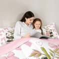 thumbnail image 4 of Manfei Cute Animal Panda Bedding Comforter Set 7 Pieces for Kids, Kawaii Bowknot Flower Full Bedding Set, Cartoon Love Heart Reversible Fitted Sheet Flat Sheet, Microfiber Bedroom Decor, 4 of 7