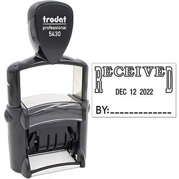 Trodat 5430 Professional Self-Inking Date Stamp with Received - Black Ink