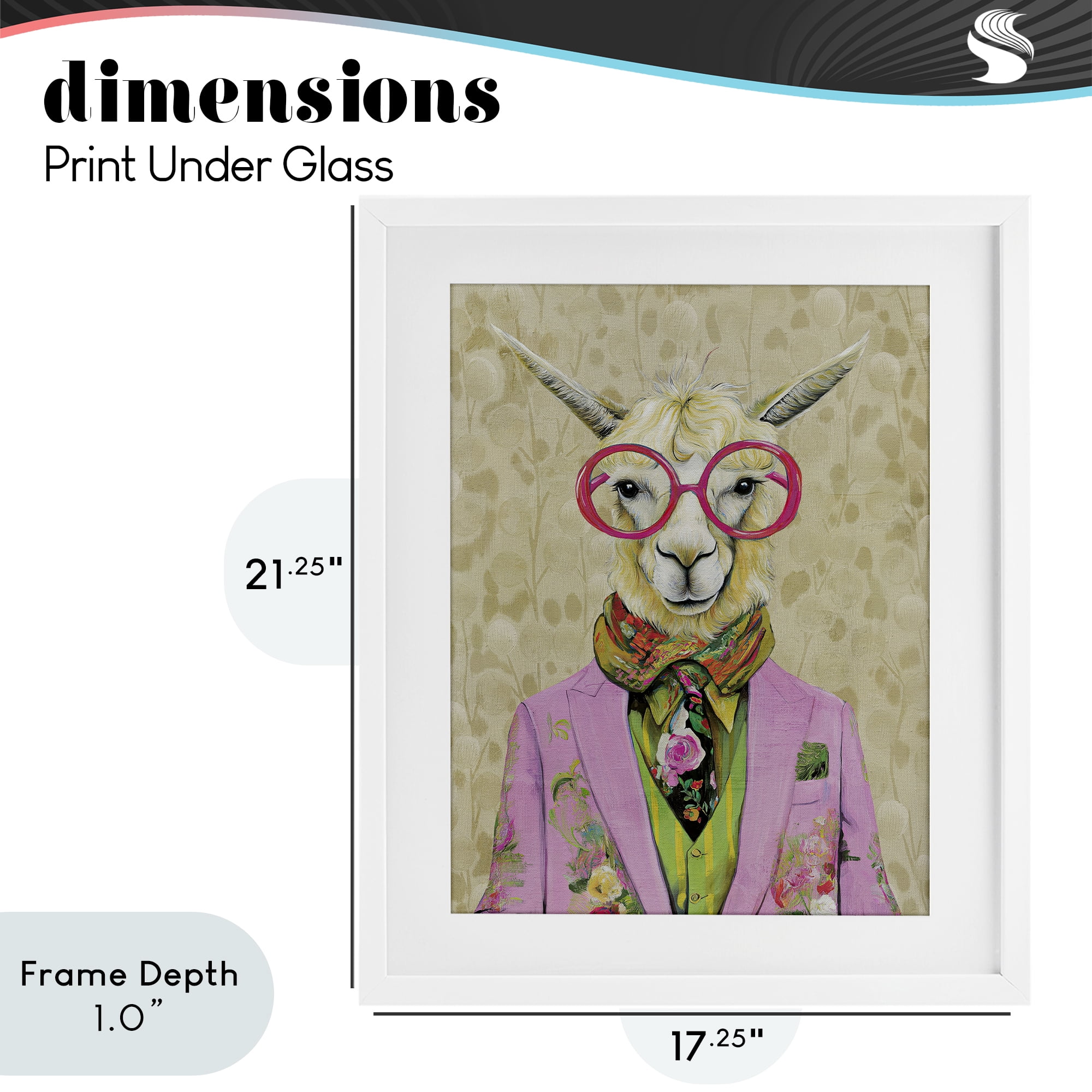 Stupell Industries Stylish Llama with Glasses White Framed Print Under Glass, design by Svetlana Aleynikova