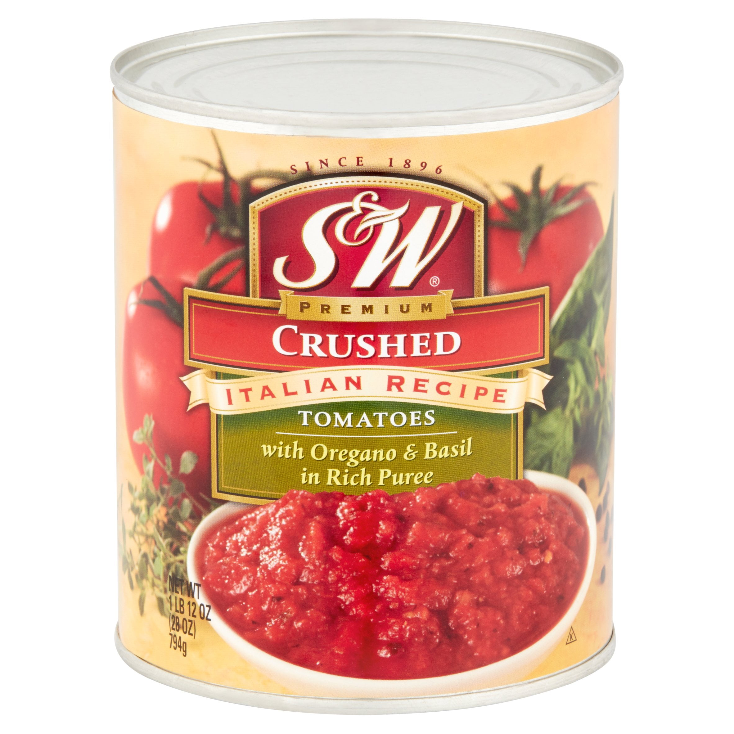 (6 pack) S&W Crushed Tomatoes with Oregano Basil, 28 oz Can