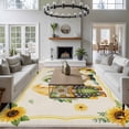 thumbnail image 3 of Sunflowers Gnomes Area Rugs 8'x10', Washable Small Throw Rugs for Living Room Patio, Eucalyptus Spring Linen Texture Indoor Outdoor Rug Non-Slip Low Pile Carpet Runner Reversible Floor Mats, 3 of 8