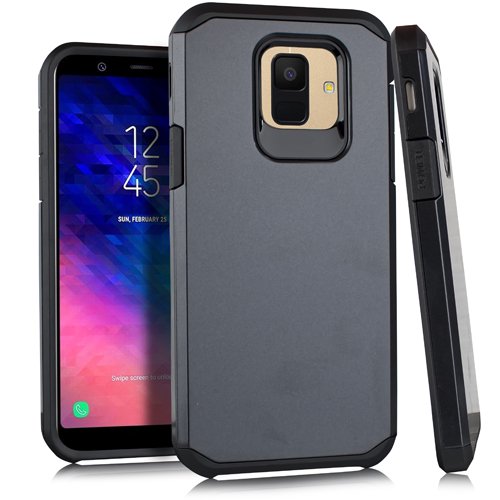 Hybrid Case Hard Plastic TPU Slim Back Cover for Samsung Galaxy A6 A600 5.6", Black/Black