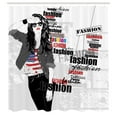 thumbnail image 3 of Ambesonne USA Shower Curtain, Modern Teen Girl USFlag, 69"Wx75"L, White Black Red, 3 of 5