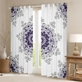 thumbnail image 2 of Feelyou Purple Damask Flower Curtains Pack of 2 (42x84 Each), Boho Curtains Blackout, 2 of 6
