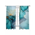 thumbnail image 2 of Sheer Curtains 63 Inches Long, Teal Ombre Light Filtering Window Curtains for Living Room/Bedroom, Modern Marble Ink Painted Abstract Rod Pocket Voile Sheer Curtain Drapes, 52"W x 63"L, 2 Panels, 2 of 8