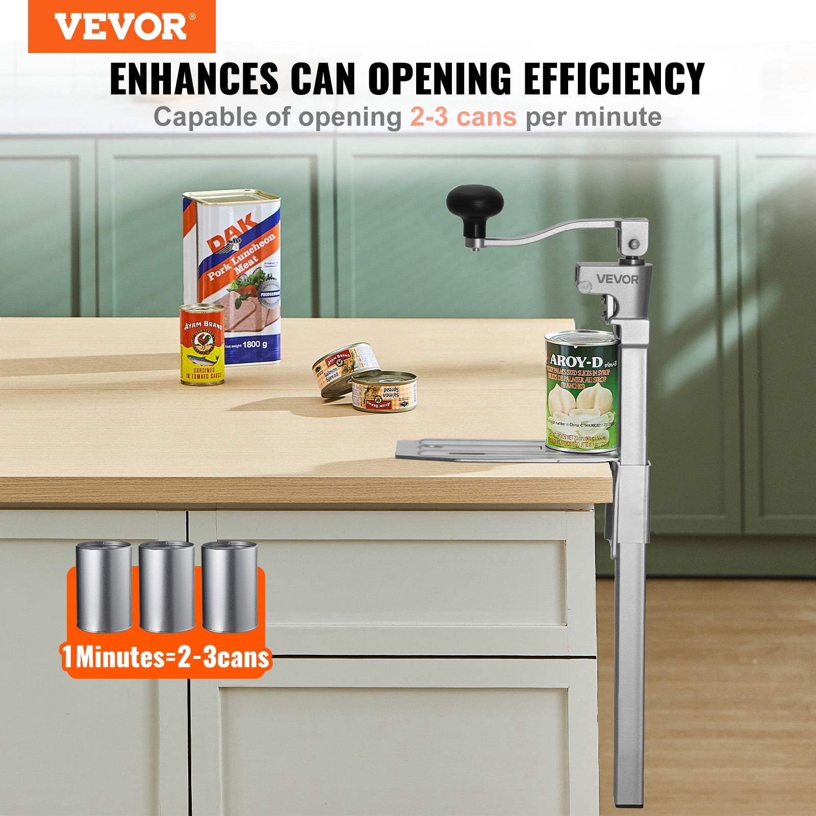 VEVOR Commercial Can Opener, Heavy-Duty Manual Tabletop Cans Opener for Cans Up to 15.75 in Height,Height-Adjustable Professional Can Openers Fixed with Screws, for Restaurant, Hotel, and Food Store
