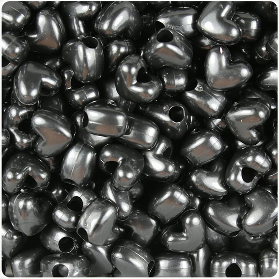 BeadTin Black Pearl 12mm Heart Pony Beads (250pcs)