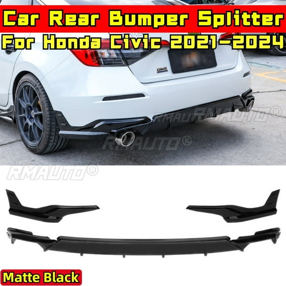 Civic Rear Bumper Lip Matte Black MUGEN Style Rear Bumper Splitter Body Kit For Honda Civic 11th Gen 2021-2024 Car Accessories