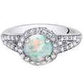 thumbnail image 3 of PEORA Created White Fire Opal Ring for Women 925 Sterling Silver, Vintage Halo Design, 1.25 Carats Round Shape 7mm Size 5, 3 of 4