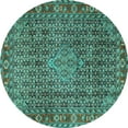 thumbnail image 1 of Ahgly Company Machine Washable Indoor Round Persian Turquoise Blue Traditional Area Rugs, 8' Round, 1 of 4
