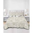 thumbnail image 2 of Quilts King Size Bedding Set, Farmhouse Flowers Lightweight Quilted Comforter, Green Botanical Floral Patterned Soft Reversible Bedspread Coverlet with Pillow Covers for All Season, 96" x 106", 2 of 7