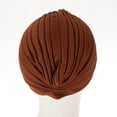 thumbnail image 4 of Mujeres señoras elástico turbante cabeza envoltura Chemo Bandana Hijab estilo indio sombrero marrón Zulema Sombrero de turbante para mujer, 4 of 4