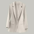 thumbnail image 3 of XPMWRP Women's Solid Color Blazers Business Casual Notch Lapel Real Pocket Coats Long Sleeve Double Breasted Suit Jackets White XL, 3 of 7