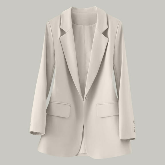 New Summer Fashion for All GaThRRgYP 2025 Fall Plus Size Button Blazer for Women,Ladies Solid Color Long Sleeve Lapel Real Pocket Suit Jacket White S