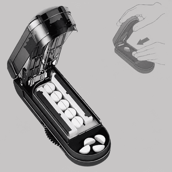 Pill Cutter Splitter For Small, Large & Tiny Pills, Portable Pill Splitter With Cleaning Brush & Centering Device