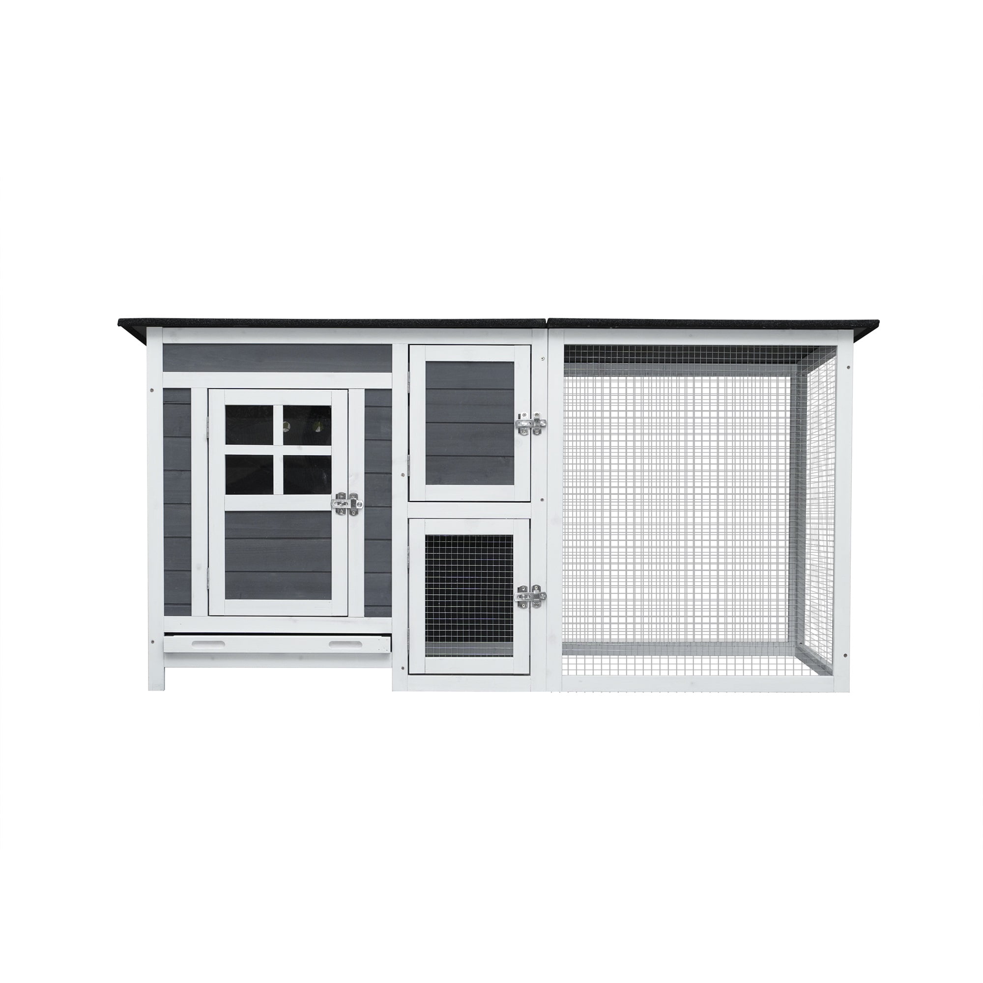Pefilos 62" Rabbit Hutch for Indoor Poultry Cage Small Animal House with Running Cage, Outdoor Weatherproof Bunny Cage with Openable Roof, Gray Pefilos 62" Rabbit Hutch for Indoor Poultry Cage Small Animal House with Running Cage, Outdoor Weatherproof Bunny Cage with Openable Roof, Gray