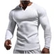 thumbnail image 1 of Blusas y camisas de manga larga con cuello en V para hombre, estilo casual, de color liso, con empalme, de manga larga y cuello en V, de poliéster y algodón., 1 of 5