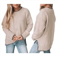 thumbnail image 3 of Suéter de Cuello Redondo para Mujer, Larga, Tejido con Abertura Lateral, Otoño-Invierno 2025. Caqui L, 3 of 8