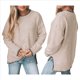 thumbnail image 3 of Suéter de Cuello Redondo para Mujer, Larga, Tejido con Abertura Lateral, Otoño-Invierno 2025. Caqui L, 3 of 8