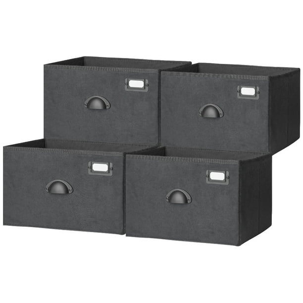 4 Packs Canvas Storage Bin with Handles, 21.6"x10.8"x6.9"Fabric Storage