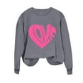 thumbnail image 6 of Crewneck Sweatshirts Valentines Day Tops Womens Long Sleeve Love Heart Printed Loose Pullover Fall Spring Clothes (XL, Gray), 6 of 7